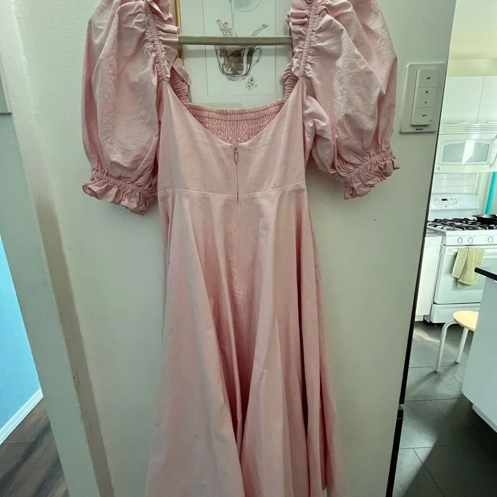 Selkie Pale Pink Puff-Sleeve Women's Dress - Picture 3 of 3